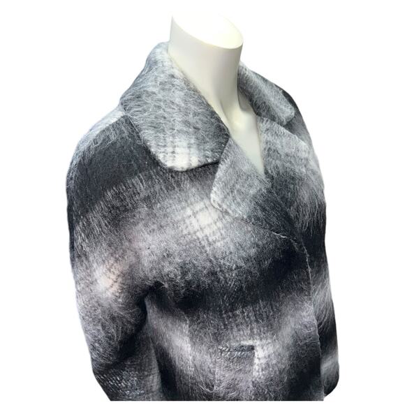 Sam Edelman Black and White Plaid Wool Blend Coat - Size Small - Picture 9 of 9